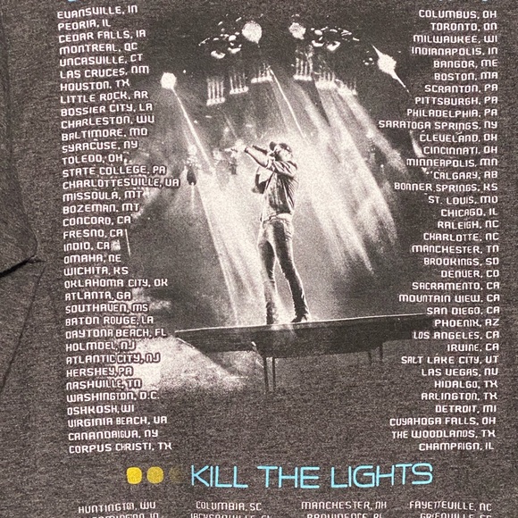 Luke Bryan Kill the Lights 2016-17 Tour Gray Unisex L Short Sleeve Tee Shirt - Picture 10 of 10